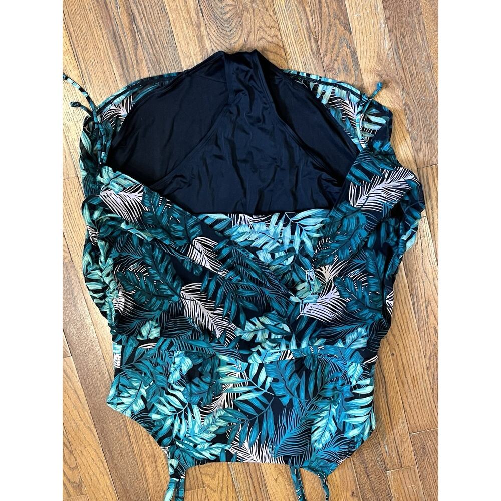 Cacique Blue Leaf Print One Piece Swimsuit - Picture 3 of 14